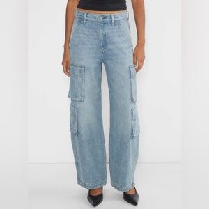 ARITZIA Denim Forum The Millie 90s Cargo Jean Sz 24 Wide Leg High Waist Pockets